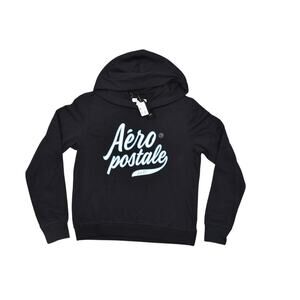 NEW Aeropostale Black Pullover Hoodie M - Cotton Blend, Preowned